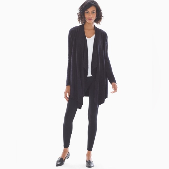 BAREFOOT DREAMS Bamboo Chic Lite Black Cardigan Wrap Open Front L/XL - Picture 2 of 5